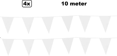 4x vlaggenlijn wit 10 meter - Festival thema feest party verjaardag gala jubileum