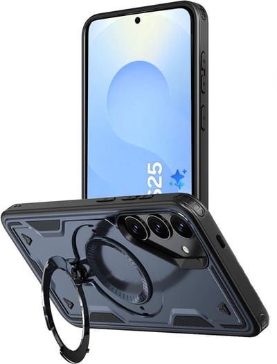 Hoesje Geschikt voor Samsung Galaxy S25 - Armor hoes met Ringhouder - Arara backcover - Navy