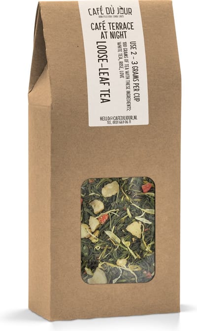 Caféterras bij nacht - groene thee 100 gram - Café du Jour losse thee
