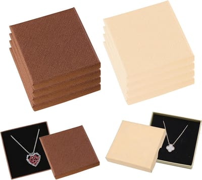 Sieraden Geschenkdoos van Bruin en Lichtgeel, 8x8x1.5cm, Perfect voor Armbanden, Ringen en Oorbellen Organiseren
