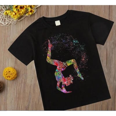 Aquarel Gymnastiekmeisje Print Kinderen 'ST-Shirts Kinderen Zwart T-shirt Gym Oefening Sportliefhebber Verjaardagscadeau Aangepaste T-shirttops 6T gray