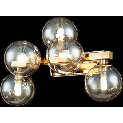Maytoni Dallas wandlamp met 5 glasbollen, goud