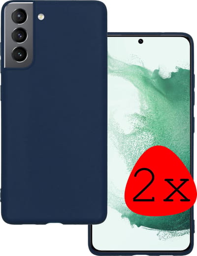 Hoesje 2 Stuks - Geschikt voor Samsung Galaxy S22 - Sterk & Shockproof - Case Siliconen - Back Cover - Telefoon Hoes - Donkerblauw