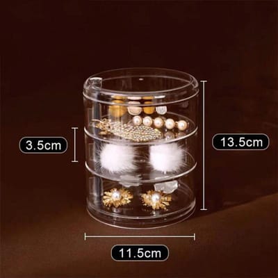 Boîte de Rangement à Bijoux Multicouche Rotative de Finition Boucles d'Oreilles Puces d'Oreilles Épingle à Cheveux Coiffure Corde à Cheveux Simple et Exquise Boîte à Bijoux Acrylique Three layers