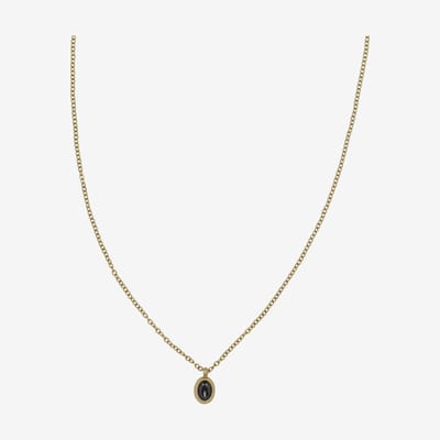 Essenza Round Black Stone Necklace Gold