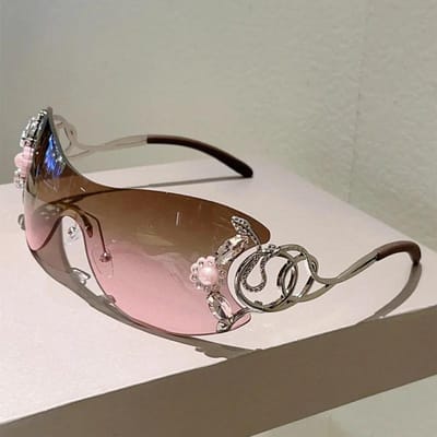 Y2K Bloem Metaal Slang Zonnebril Vintage Punk Randloos Luxe Designer Zonnebrillen voor Vrouwen Mannen