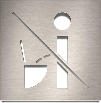 Toiletbord Roestvrijstaal - WC Pijltje Deurbord - Oriëntatie Verbeteren - Zelfklevend Onderhoudsvriendelijk - 120 mm x 120 mm - Zilver