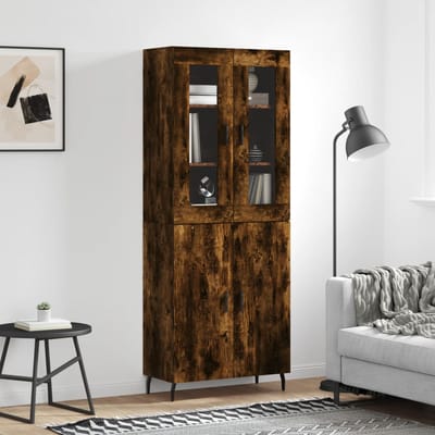 vidaXL - Hoge - kast - 69,5x34x180 - cm - bewerkt - hout - gerookt - eikenkleurig