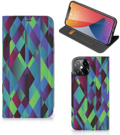 iPhone 12 Pro Max Stand Case Abstract Green Blue