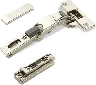 2 x Salice universeel potscharnier 110° Boorbeeld T52 met demping met lineaire montageplaat Hoogte 3 mm excentrische aanpassing, Afdekking voor scharnierarm