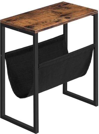 TRANKIELO® - Compacte Bijzettafel – Multifunctioneel Nachtkastje – Unieke Design Tafel met Tijdschriftenlus – Ideaal voor Kleine Ruimtes – Donkerbruin