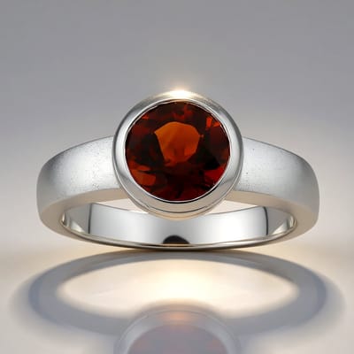 Cavill - Zilveren ring met Madeira citrien 0,978 ct - 925 Sterling Zilver Palladium - Ronde bezel zetting - Elegante handgemaakte ring, amberkleurig