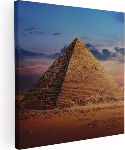 Artaza Canvas Schilderij Zonsondergang Woestijn - 30x30 cm - Klein - Wanddecoratie Afrika - Muurdecoratie Zon - Kamer Accessoires