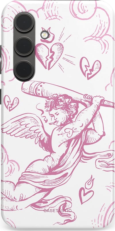 Casetastic Hoesje Geschikt voor Samsung S24 - Stijlvolle Beschermende Duo-layer Case - Engel Roze Liefde