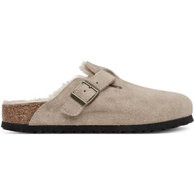 Birkenstock - BOSTON SHEARLING SUEDE - Dames pantoffelsHeren pantoffels - Kleur: Taupe - Maat: 37