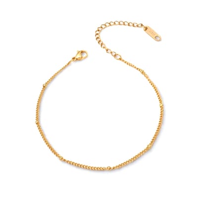 Minimalistische Schakelarmband met bolletjes - Stainless Steel Goud kleurig - Waterproof - Kleurvast - Dames armband - The Jewellery Salon