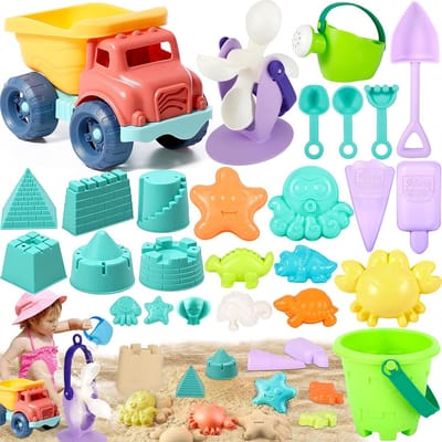 Zandbak Schelp - Strand Speelgoed Set - Multikleur - Inclusief Emmer, Schep en Rieken - Voor Binnen en Buiten - Voor Kinderen