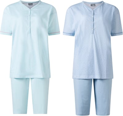 Lunatex - 2 dames shortama's 124217 - turquoise en blauw - maat S