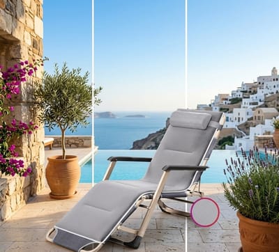 ComfortZero Relax Lounger Foldable Adjustable 178x65 cm – Zero Gravity Garden Lounger, Balcony Lounger, Camping Sunbed, Foldable Relax Chair for Garden, Beach, Patio and Camping – Casa Dorada