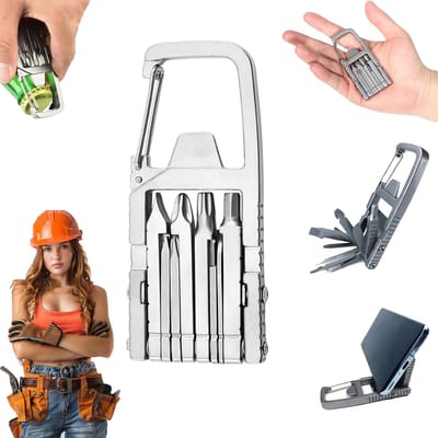 12-in-1 mini-multitool, draagbare sleutelhangermultitool, punttang, flesopener, sleutelhangermultitool, zakformaat, geschikt voor kamperen in de buitenlucht-Belle's product