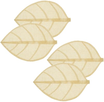Secret de Gourmet Placemat Leaf - 4x - beige - ovaal - 50 x 33 cm - Decoratief - BBQ - Tropical