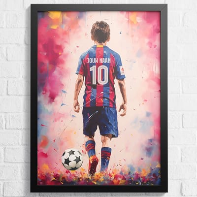 Barcelona Voetbal Poster - Gepersonaliseerd met jouw naam - Voetbal Shirt Poster - Paint Collection - Formaat 43 x 61 cm