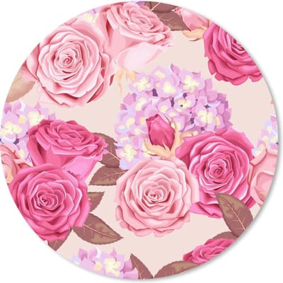 Muismat rond 20x20 cm - Mousepad Bloemen - Rozen - Roze - Ronde muismatten
