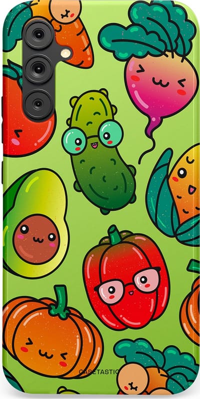 Casetastic Hoesje Geschikt voor Samsung A34 (5G) - Stijlvolle Beschermende Duo-layer Case - Cartoon Groente Mix