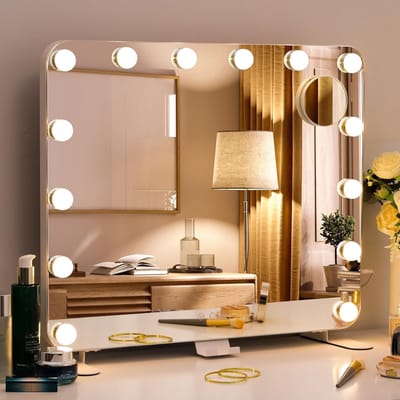 Verlichte Make-upspiegel met LED en Touch Control - 60x50cm, Instelbare Helderheid, Draagbare Tafel- en Wandspiegel
