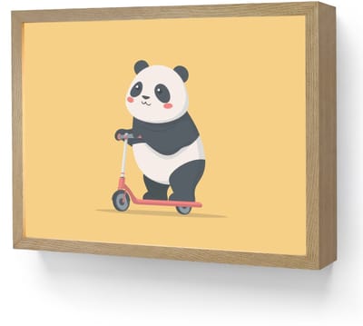 Nachtlampje 40x30 cm - Kinder lamp - Panda - Step - Geel - Tafellamp kinderkamer draadloos - Slaapkamer lampje - Bedlamp kinderen - Kinderlampje - Wandlamp babykamer - Nachtlampjes