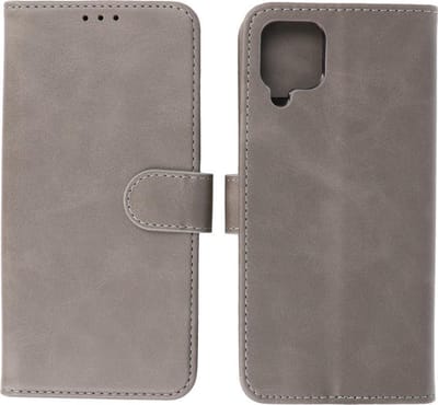 Hoesje Geschikt voor Samsung Galaxy A12 - Book Case Telefoonhoesje - Kaarthouder Portemonnee Hoesje - Wallet Cases - Grijs