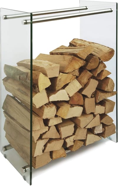Houten Brandhoutrek met Veiligheidsglas - Functionele Haardhoutopslag voor Elk Interieur