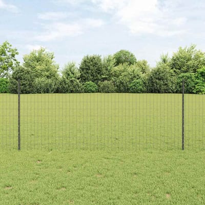 vidaXL - Euro-hek - met - palen - 10 - x - 1 - m - PVC-Coated - Staal - Grijs - Mesh