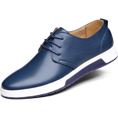 Herenmode, casual veterschoenen met puntige neus 46 blauw