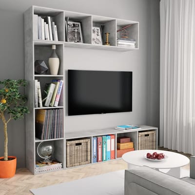 vidaXL - 3-delige - Boekenkast-/tv-meubelset - 180x30x180 - cm - betongrijs