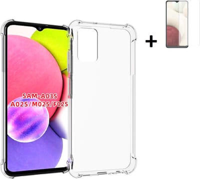 Hoesje Geschikt voor Samsung Galaxy A03s - Screenprotector A03s - Samsung A03s Hoes Transparant Shock Proof Case + Screenprotector