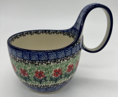 Bunlau keramiek waterscoop rode bloem met groen