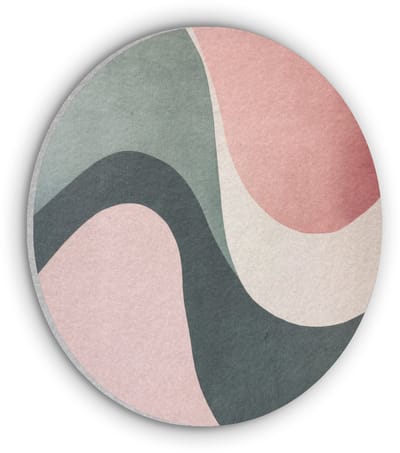 Akoestisch wandpaneel rond 30x30 cm - Vilt schilderij Abstract - Golven - Sierlijk - Roze - Ronde akoestische panelen - Geluidsdempende wanddecoratie - Geluidsisolatie wandcirkel - Muurdecoratie geluidspanelen