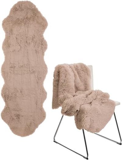 PromoHome Luxe Imitatie Lamsvacht Vloerkleed XXL - Zacht Pluizig Tapijt voor Binnen en Buiten
