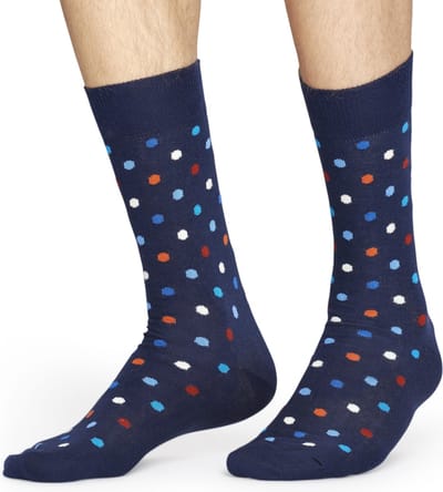 Happy Socks - Dots - Donkerblauw/rood/wit - Unisex - Maat 41-46