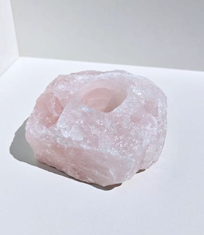 ThaleiaDesign - Rozekwarts waxinelichthouder - chakra liefde - Edelstenen en mineralen - waxinelichtjes - kaars - woondecoratie - theelichthouder - cadeau vrouw - interieur - decoratie - rozenkwarts