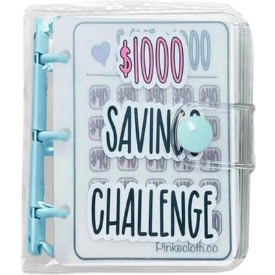 Creatieve $1.000 Spaaruitdaging Binder met Envelop Duurzaam Glanzend PVC, Kerstcadeau Geldbesparingsuitdaging