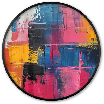 Poster in lijst Rond - Fotolijst 60x60 cm - Posters - Verflook - Kunst - Modern - Abstract - Ronde posterlijst zwart - Decoratie - Wanddecoratie woonkamer - Muurdecoratie slaapkamer