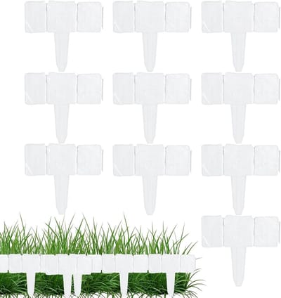 Decoratieve Tuinafscheiding - Tuinborder Hek - Bloemperken Afbakenen - Imitatie Steen Design - 10 Stuks - Wit