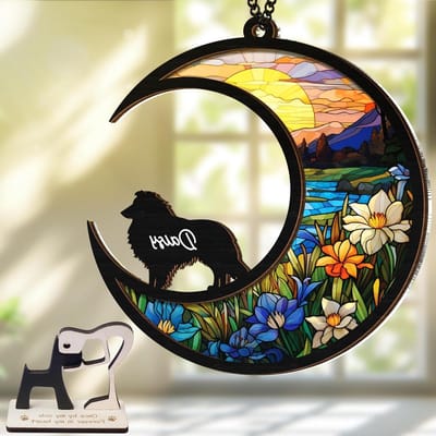 Honden Herdenkings Suncatcher - Honden Gedenken Huisdier Sympathie - Herinnering Tonen - Met Gepersonaliseerde Naam - 6 Inch - Shetland Herdershonden