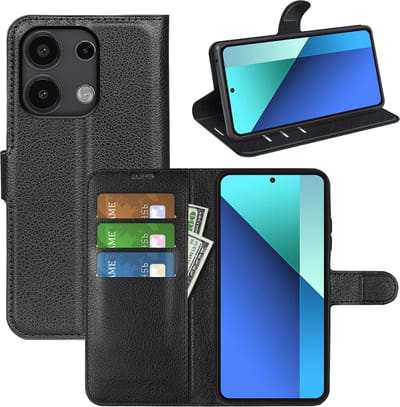 MobyDefend Hoesje - Geschikt voor Xiaomi Redmi Note 13 4G - Kunstleren Wallet Book Case (Sluiting Voorkant) - Zwart