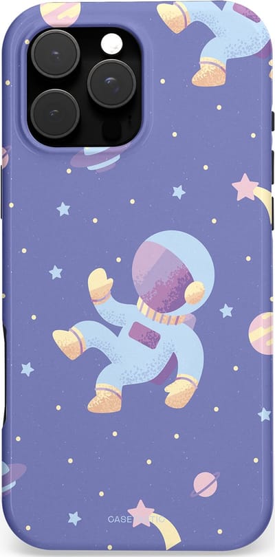 Casetastic hoesje geschikt voor Apple iPhone 16 Pro Max - MagSafe - Dubbellaagse bescherming - Vliegen in de ruimte - Fashion Case - Lavendel Lichtgrijs