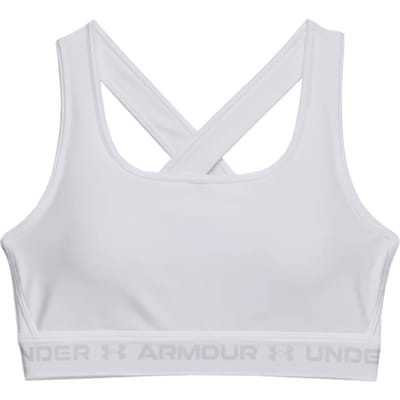 Under Armour Crossback Mid Bra-WHT Dames Sportbeha - Wit - Halo Grijs