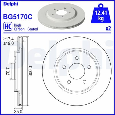 Remschijf DELPHI BG5170C, 2 stuk