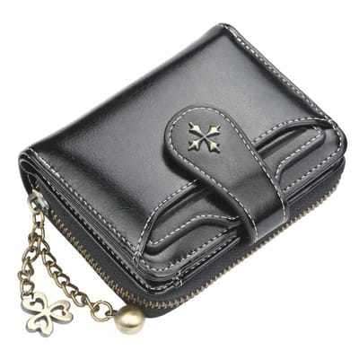 Dames Portemonnees en Handtassen PU Leer Geldtasje Vrouwen Korte Drukknoop Portemonnee Kleine Muntjes Kaarthouders Blauw Rood Clutch Nieuwe Dames Portemonnee zwart